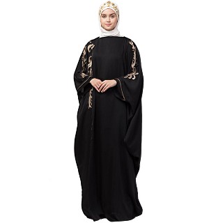 Nida Kaftan abaya with embroidery work- Black